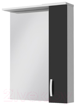 Шкаф с зеркалом для ванной Ювента БфШНЗ1-60 (черный, правый)