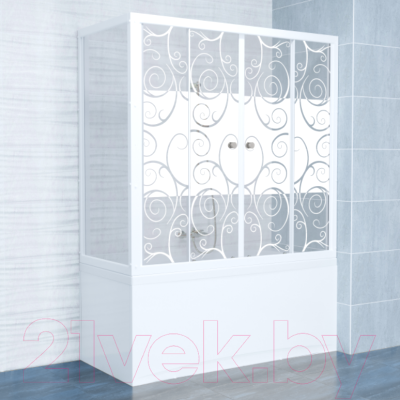 Стеклянная шторка для ванны Triton Узоры 150x147.5