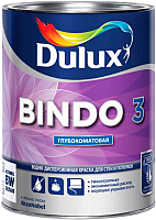 Краска Dulux Bindo 3 для стен и потолков (1л, белый глубокоматовый) - 