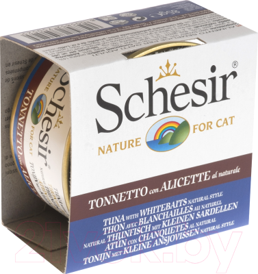 Влажный корм для кошек Schesir Tuna with Whitebaits в собственном соку (85г)
