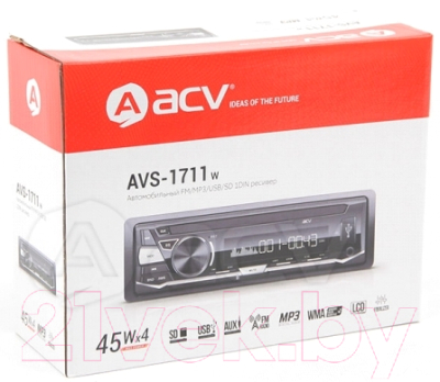 Бездисковая автомагнитола ACV AVS-1711W (белый)