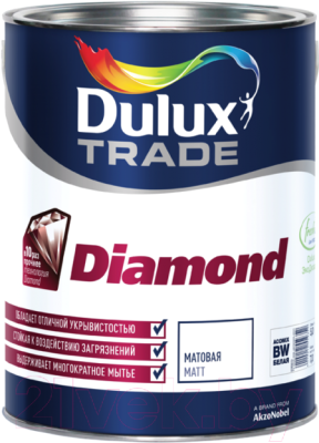 

Краска Dulux, Белый, Trade Diamond Matt для стен и потолков