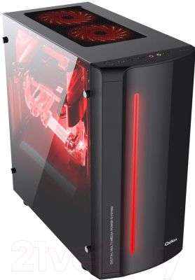 Корпус для компьютера FSP QD-702BGM 500W (черный/красный)