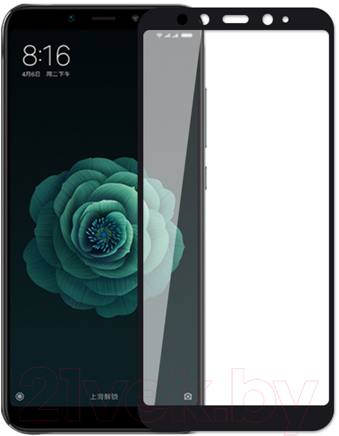 Защитное стекло для телефона Case Full Glue для Mi A2 (черный глянец) — фото 1