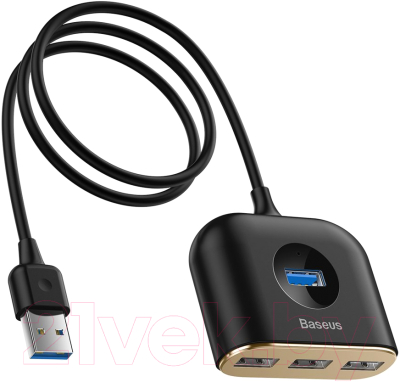 USB-хаб Baseus Square Round 4in1 / CAHUB-AY01 (1м, черный)