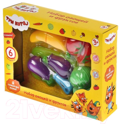 Набор игрушечных продуктов Играем вместе Овощи и фрукты Три кота / B847981-R1