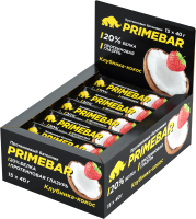 Набор протеиновых батончиков Prime Kraft Primebar (15x40г, клубника-кокос в йогуртовой глазури) - 