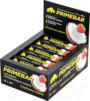 Набор протеиновых батончиков Prime Kraft Primebar (15x40г, клубника-кокос в йогуртовой глазури)