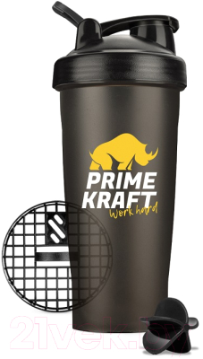 Шейкер спортивный Prime Kraft С венчиком (черный)