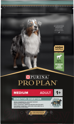 Сухой корм для собак Pro Plan Adult Medium Sensitive Digestion с ягненком (7кг)