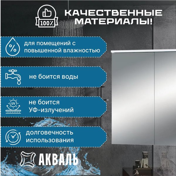 Купить Шкаф с зеркалом для ванной Акваль Сиена / СИЕНА.04.70.70.N в Бобруйске