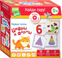 

Развивающие карточки, Найди пару! Цифры и формы / 4680274053054