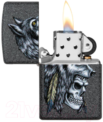 Зажигалка Zippo Wolf Skull Feather Design / 29863