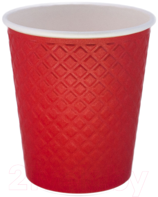 Набор бумажных стаканов Gecko Двухслойный Waffle 250мл (25шт, красный)