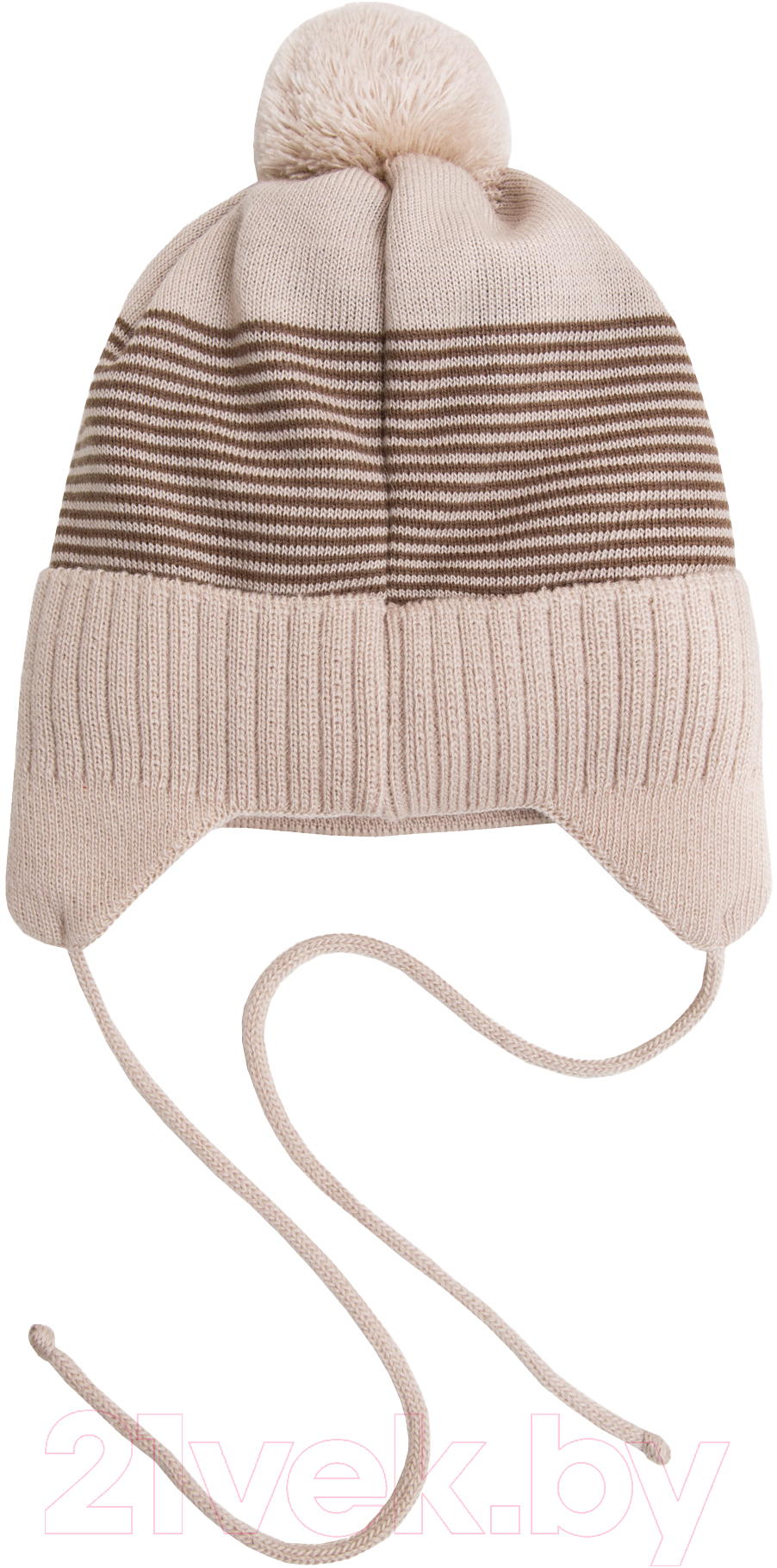 Шапочка для малышей Amarobaby Pure Love Snow / AB-OD21-PLSN03/03-44 (бежевый, р-р. 44-46) — фото 3