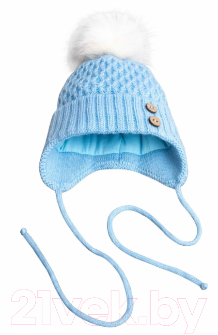 Шапочка для малышей Amarobaby Pure Love Wool / AB-OD20-PLW16/19-42 (голубой, р-р. 42-44) — фото 3