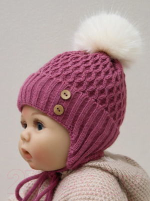 Шапочка для малышей Amarobaby Pure Love Wool / AB-OD20-PLW16/06-38 (розовый, р-р. 38-40)