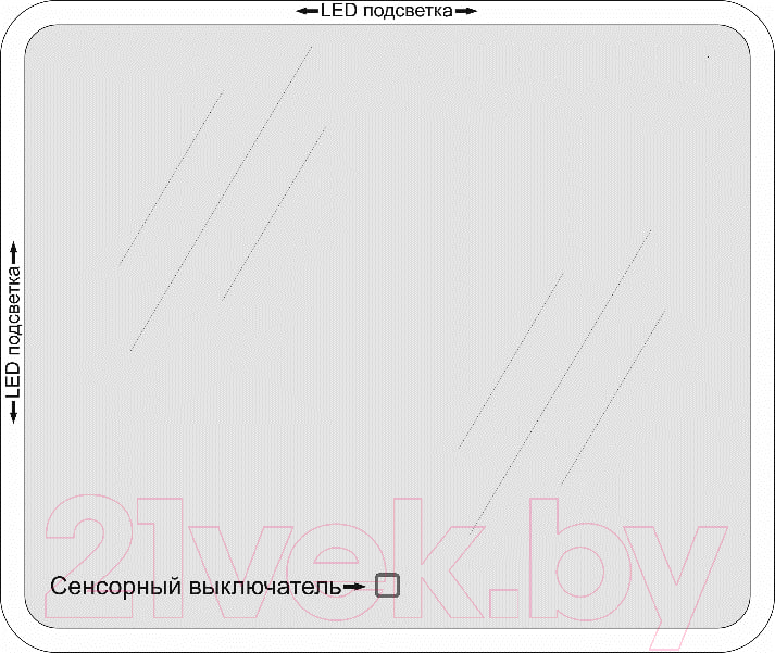 Зеркало Пекам Astra 1 80x60 / astra1-80x60s (с подсветкой и сенсором на прикосновение) — фото 6