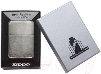 Зажигалка Zippo Black Ice 1941 Replica / 24096 (латунь/сталь, черный, глянцевый)