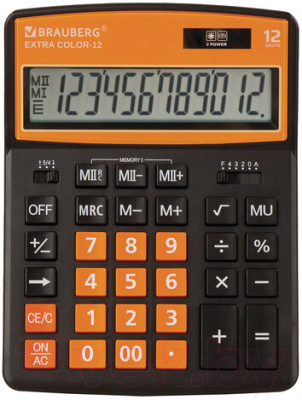 Калькулятор Brauberg Color-12-BKRG / 250478 (черно-оранжевый)