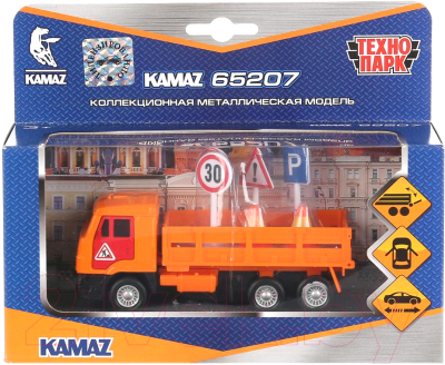 Автомобиль игрушечный Технопарк Камаз с дорожными знаками / SB-16-80-KAMAZ-WB