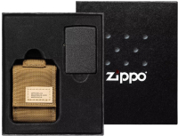 Зажигалка Zippo Black Crackle+Чехол 49401 - 