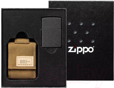 Зажигалка Zippo Black Crackle+Чехол 49401