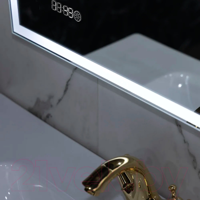 Зеркало Пекам Greta 80x70 / greta-80x70scl (с подсветкой, сенсором на прикосновение и часами)