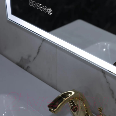 Зеркало Пекам Greta 90x60 / greta-90x60spcl (с подсветкой, сенсором на прикосновение, подогревом и часами)