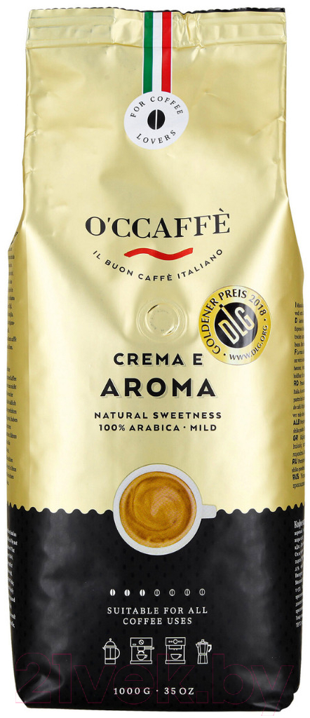 Кофе в зернах O'ccaffe Crema e Aroma 100% арабика