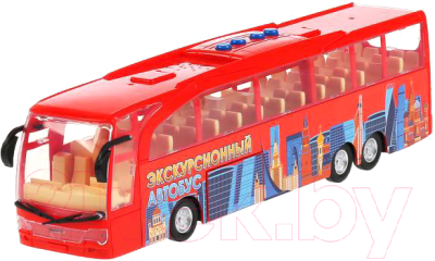 Автобус игрушечный Технопарк Экскурсионный / BUSTOUR-30PL-RD (красный)