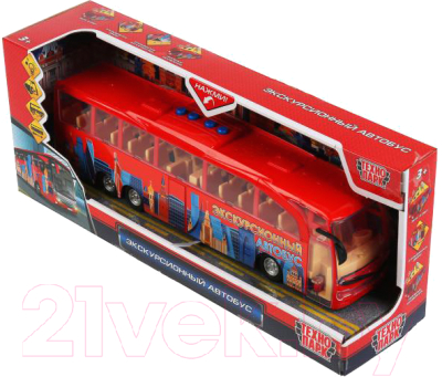 Автобус игрушечный Технопарк Экскурсионный / BUSTOUR-30PL-RD (красный)