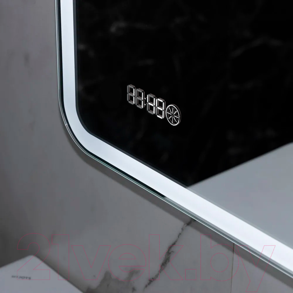 Зеркало Пекам Marta 1 100x80 / marta1-100x80scl (с подсветкой, сенсором на прикосновение и часами) — фото 3