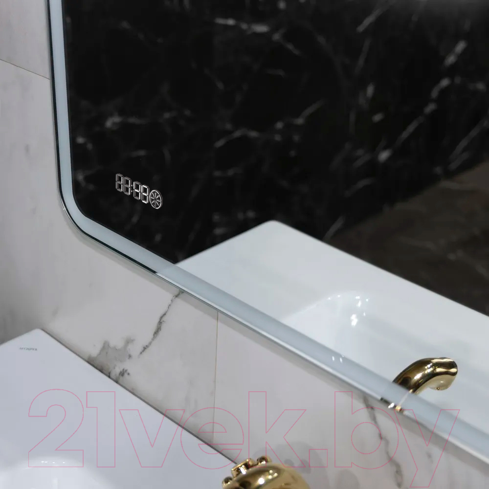 Зеркало Пекам Marta 1 100x80 / marta1-100x80scl (с подсветкой, сенсором на прикосновение и часами) — фото 4
