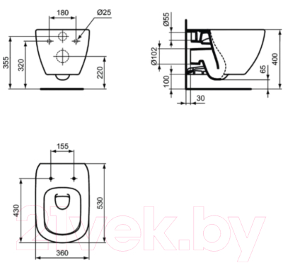 Унитаз подвесной Ideal Standard Tesi T0079V3