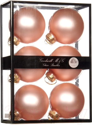 Набор шаров новогодних Goodwill Xmas 2021 / UG 60201 (6шт, матовый пудровый)