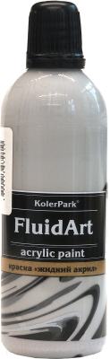 Акриловая краска KolerPark Fluid Art Жидкий акрил (80мл, серебро)