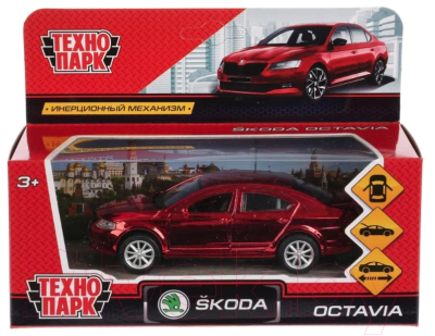 Автомобиль игрушечный Технопарк Skoda Octavia Хром / OCTAVIA-RD-CH (красный)