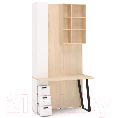Комплект мебели для кабинета Шатура Rimini белый/туя H1D-01.FB/DR тумба слева / 488136