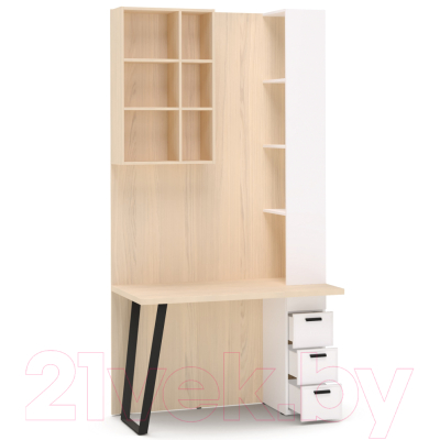 Комплект мебели для кабинета Шатура Rimini белый/туя H1D-01.FB/DR тумба справа / 488137