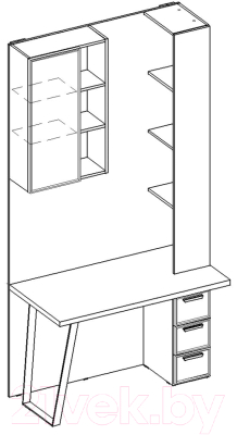 Комплект мебели для кабинета Шатура Rimini белый/туя H1D-01.FB/DR тумба справа / 488137