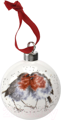 

Шар новогодний Portmeirion, Белый;с рисунком, Зарянки Wrendale Designs Christmas / WNPE79011-XG