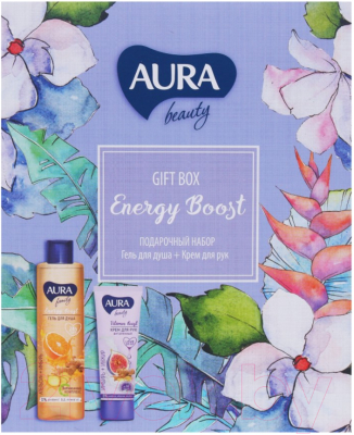 Набор косметики для тела Aura Beauty Energy Boost Гель д/д Апельсин/имбирь+Крем д/рук Имбирь (250мл+75мл)