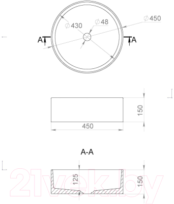 Умывальник Salini Armonia 45x45 / 130112SM