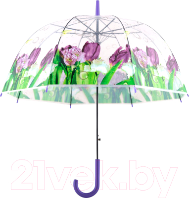 Зонт-трость Мультидом Фиолетовый букет / FX24-36 (полуавтомат)