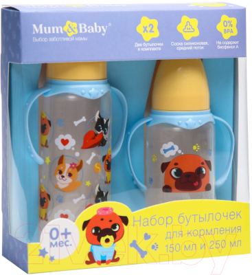 

Набор бутылочек для кормления Mum&Baby, Прозрачный;с разноцветным рисунком, Тренд. Собачки / 5502550