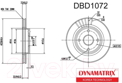 Тормозной диск Dynamatrix-Korea DBD1072