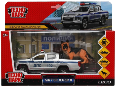 Автомобиль игрушечный Технопарк Mitsubishi L200 Полиция с собакой / L200-12POLSR-DOG