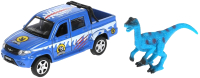 Автомобиль игрушечный Технопарк UAZ Pickup с динозавром / PICKUP-12SNOW-DINO - 