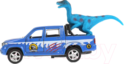 Автомобиль игрушечный Технопарк UAZ Pickup с динозавром / PICKUP-12SNOW-DINO